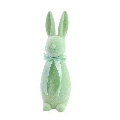 Easter 16.0" Flocked Button Nose Bunny Med Mint Spring Decoration Rabbit Modern  -  Decorative Fi... | Target
