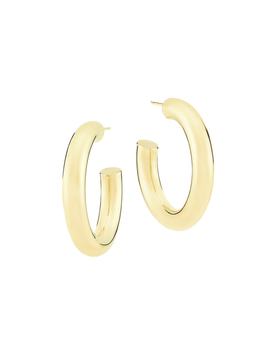 14K Yellow Gold Tubular Hoop Earrings/5MM x 30MM | Saks Fifth Avenue