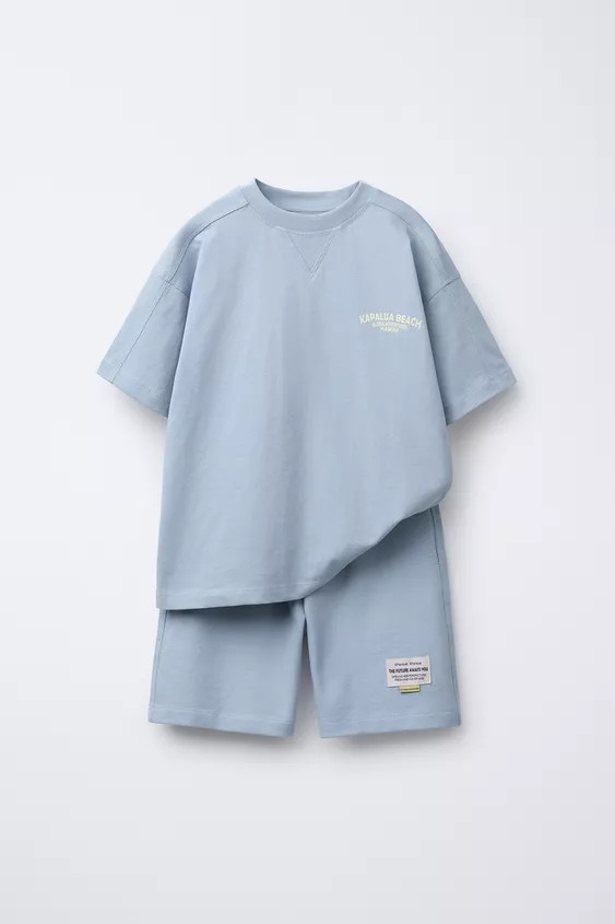 TEXT T-SHIRT AND BERMUDA SET | Zara US