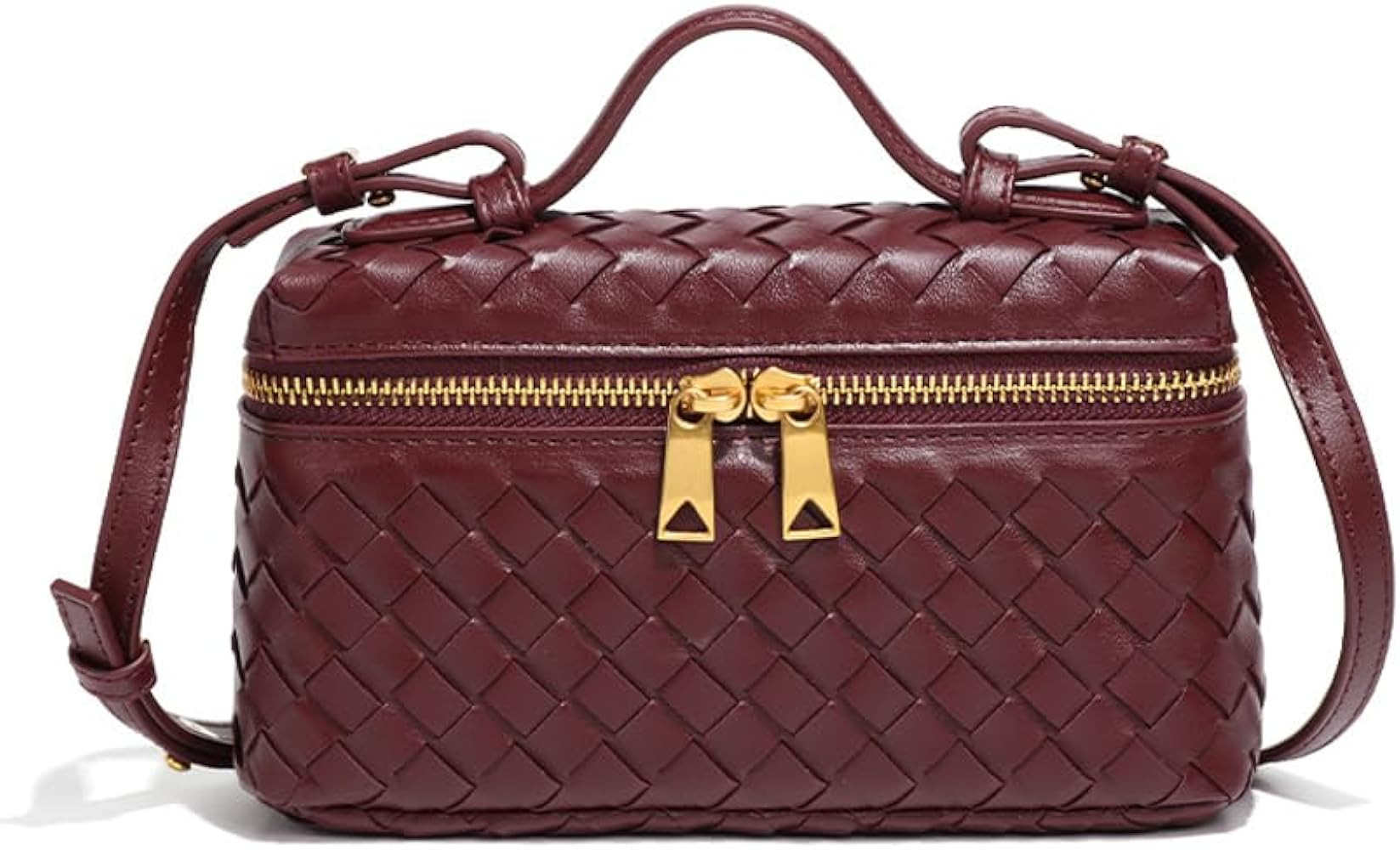 Trendy Women Woven Square Box Bags Mini PU Leather Top-Handle Tote Handbag Crossbody Purse Cute S... | Amazon (US)