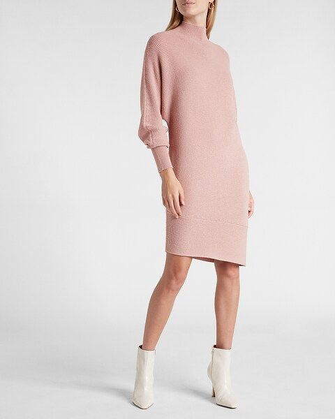 Turtleneck Asymmetrical Hem Midi Sweater Dress | Express