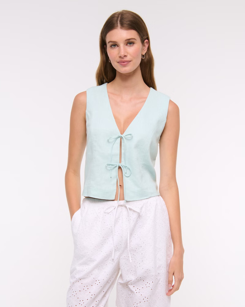Women's Tie-Front Linen-Blend Vest | Women's New Arrivals | Abercrombie.com | Abercrombie & Fitch (US)