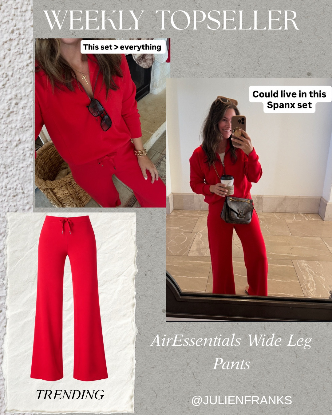 Weekly Topseller ✨ 

The Spanx AirEssentials Wide Leg Pants are still a trending item and I love this red! Comes in multiple colors. #casualoutfit #winteroutfit 

#LTKmomlife #LTKootd #LTKdayinmylife