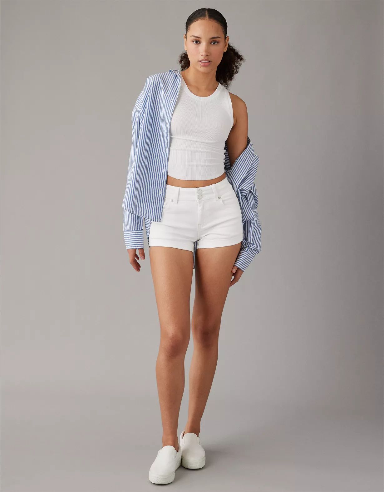 AE Next Level Curvy High-Waisted Denim Short Short | American Eagle Outfitters (US & CA)