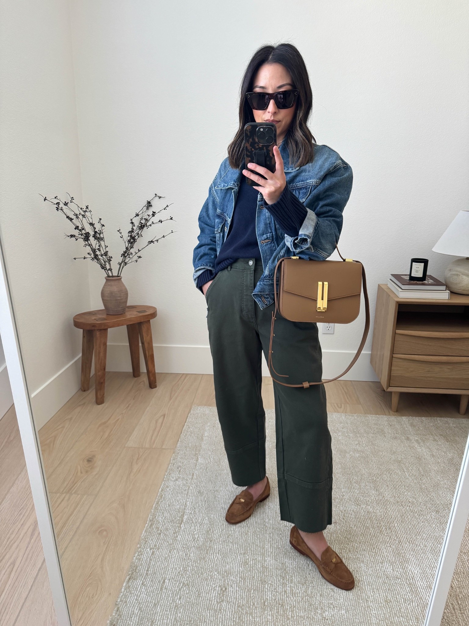 Denim jackets for early fall. Love these loafers. So comfy and I love this color for fall. They do stretch out, so go with your smaller size. 

AGOLDE denim jacket xs (old)
Everlane sweater xs
Everlane curve pants 25. sized up and cut hems
Veronica Beard loafers 5.5. but should have done the 5 since they stretch. 
DeMellier bag
Celine sunglasses

Petite style, fall outfits, fall style 

#LTKItBag #LTKShoeCrush #LTKSeasonal