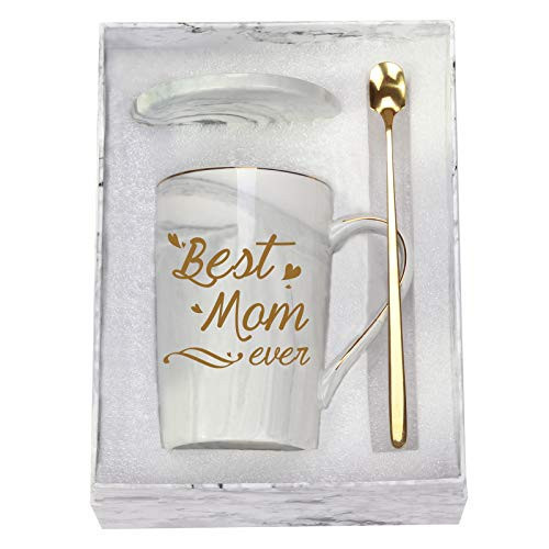 Best Mom Ever Coffee Mug - Gifts for Mom from Daughter Son - Birthday, Christmas, Mother's Day - 14 Ounce With Gift Box, Spoon, and Mug Mat - Gray | Amazon (US)