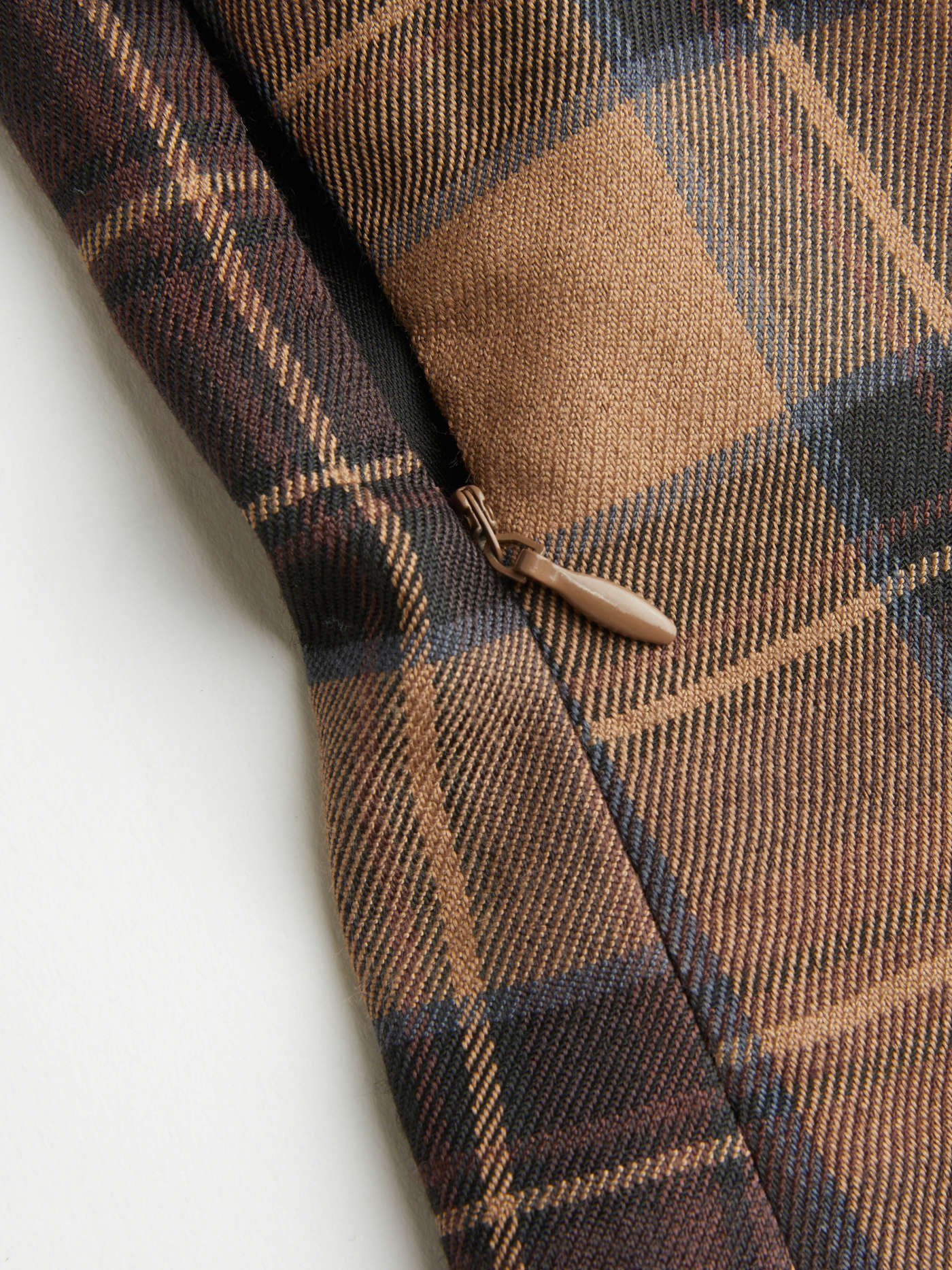 Preppy Valentine Woven Scoop Neckline Checks Zipper Mini Dress For Outdoor | Cider