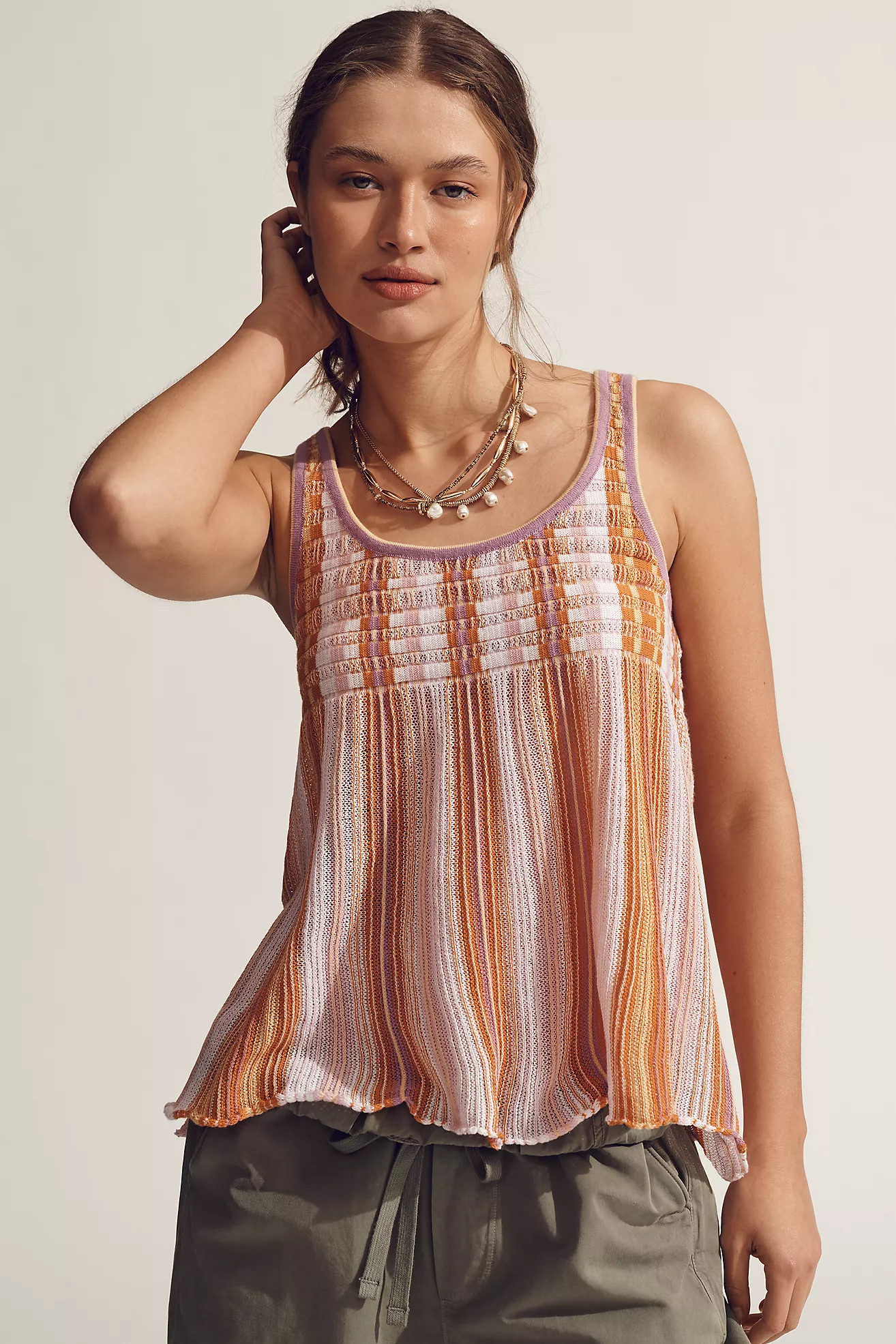 Maeve Scoop-Neck Textured Stripe Swing Tank | Anthropologie (US)