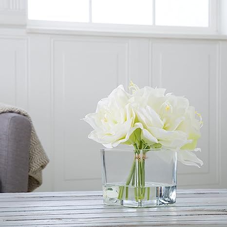 Home 50-139 Lily Floral Arrangement in Vase-5 Cream Flowers | Amazon (US)