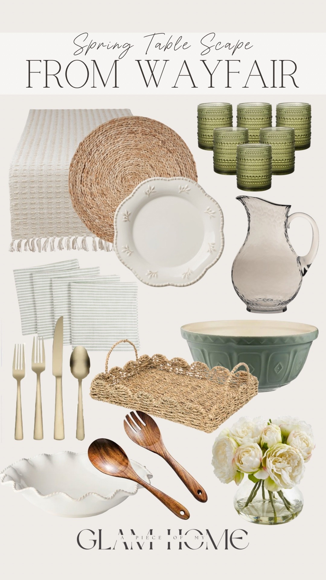 spring tablescape, spring table decor, spring table setting, Wayfair home decor, Wayfair spring decor, neutral tablescape, hosting at home, spring entertaining, dining table decor, tablescape styling, centerpiece ideas, spring dining room, seasonal table decor, neutral home decor, elegant tablescape, everyday entertaining, faux florals, table runner, placemats, candle holders, dining room styling, home decor finds, Wayfair finds, LTKhome, LTKSeasonal, LTKStyleTip

#LTKU #LTKHome #LTKSeasonal