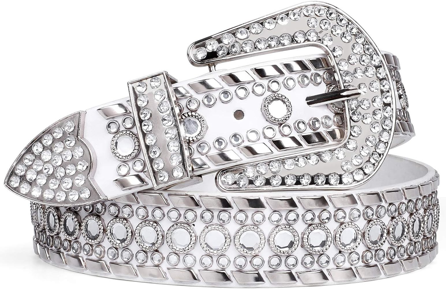SUOSDEY Rhinestone Belt for Men Women Western Cowboy Cowgirl Bling Studded Leather Belt for Jeans... | Amazon (US)
