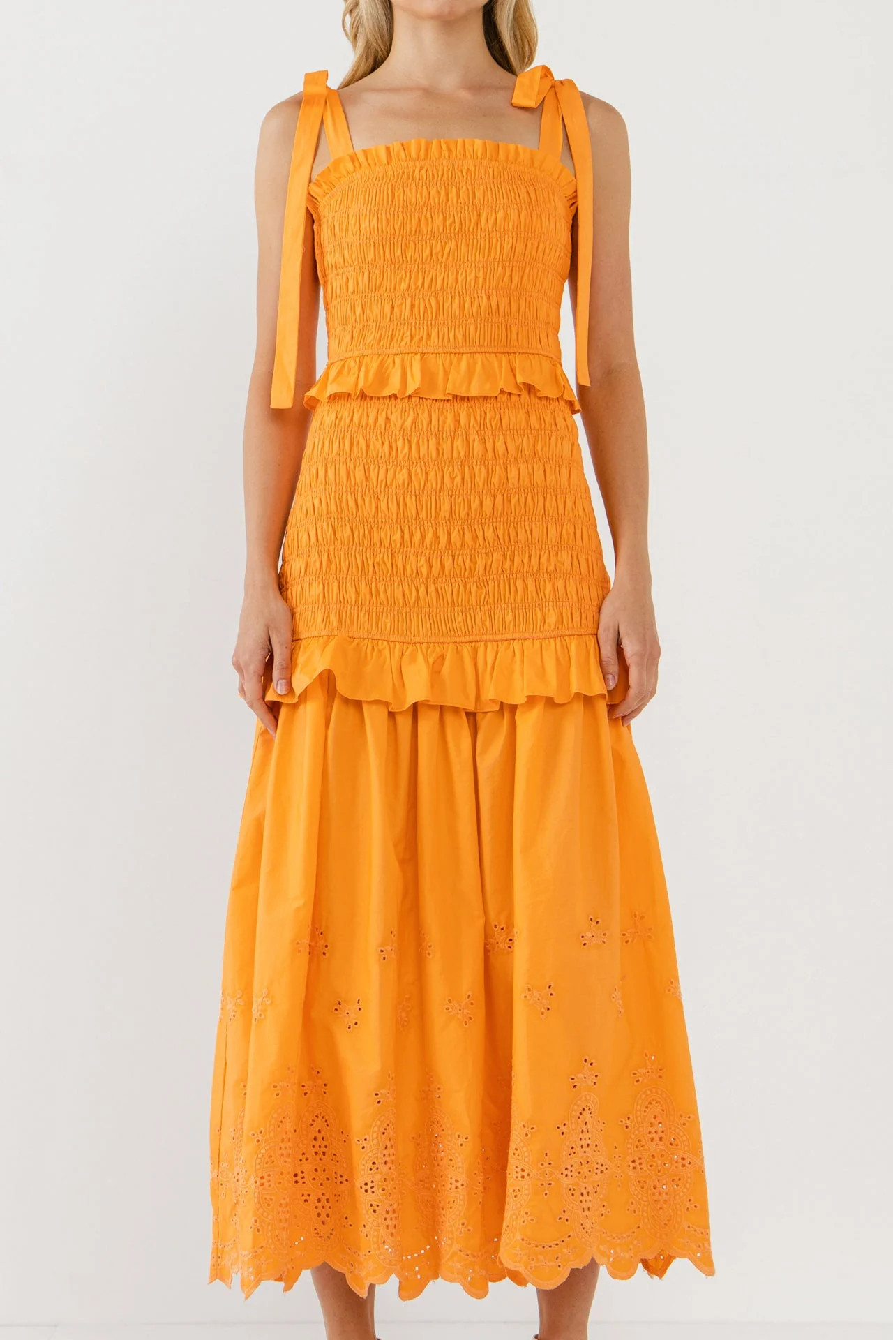 Sunset Eyelet Smocked Maxi | Endless Rose