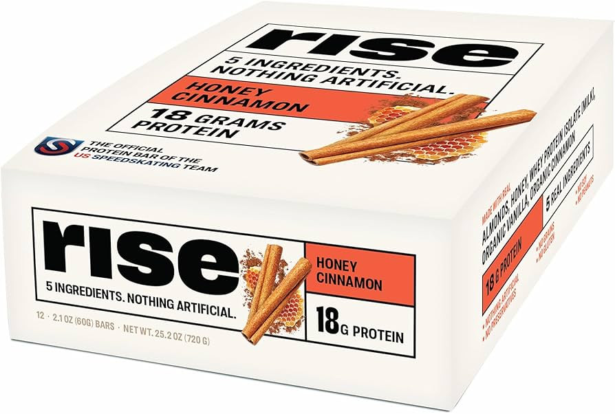 Rise Whey Protein Bars - Honey Cinnamon | Breakfast Bar & Protein Snack 18g Protein 4g Fiber Just... | Amazon (US)