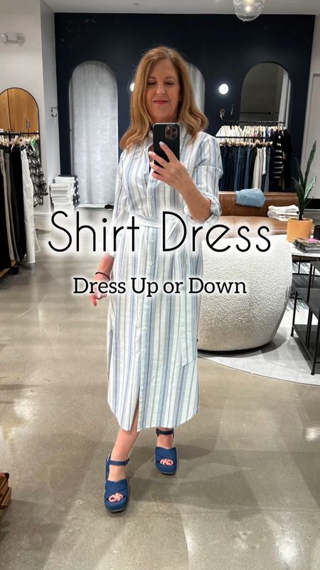 A casual shirt Dress to dress up or down.  Style with the self-belt, an alternate belt, or without a belt. 

Runs tts.  I'm wearing an xs. Shoes run tts too.

#LTKxTarget #LTKVideo #LTKover40