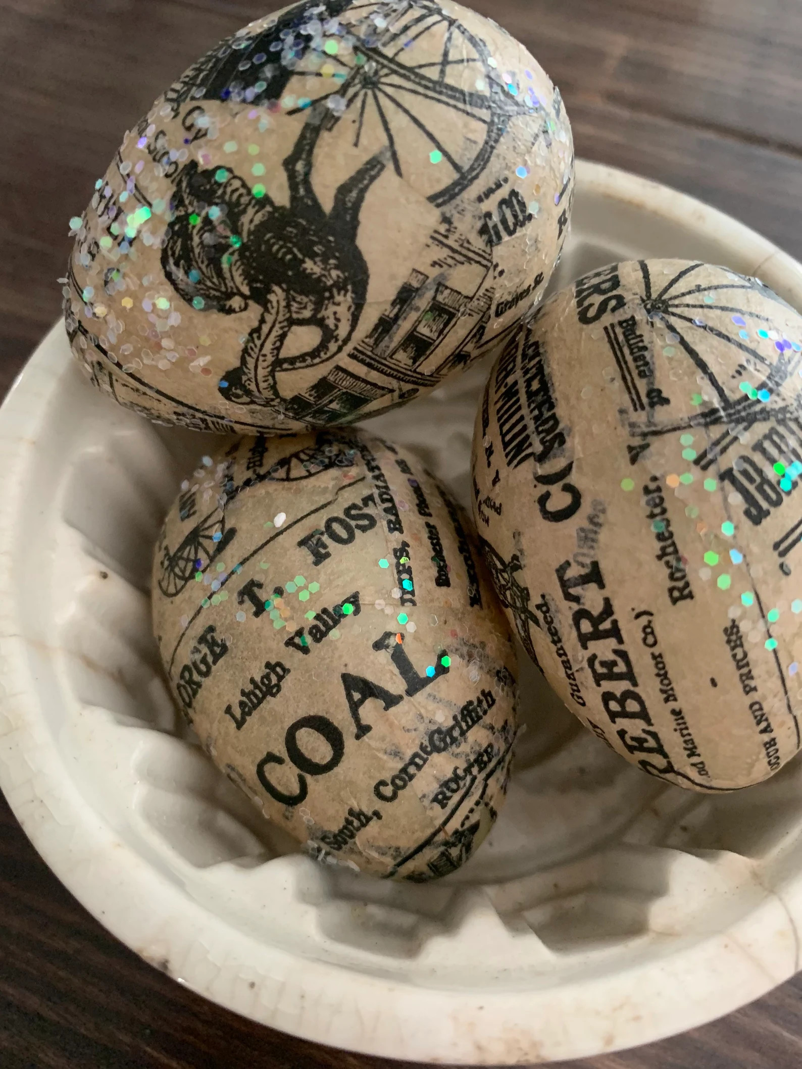 Decoupaged Vintage Newsprint Eggs Easter Eggs Bowl Fillers | Etsy | Etsy (US)