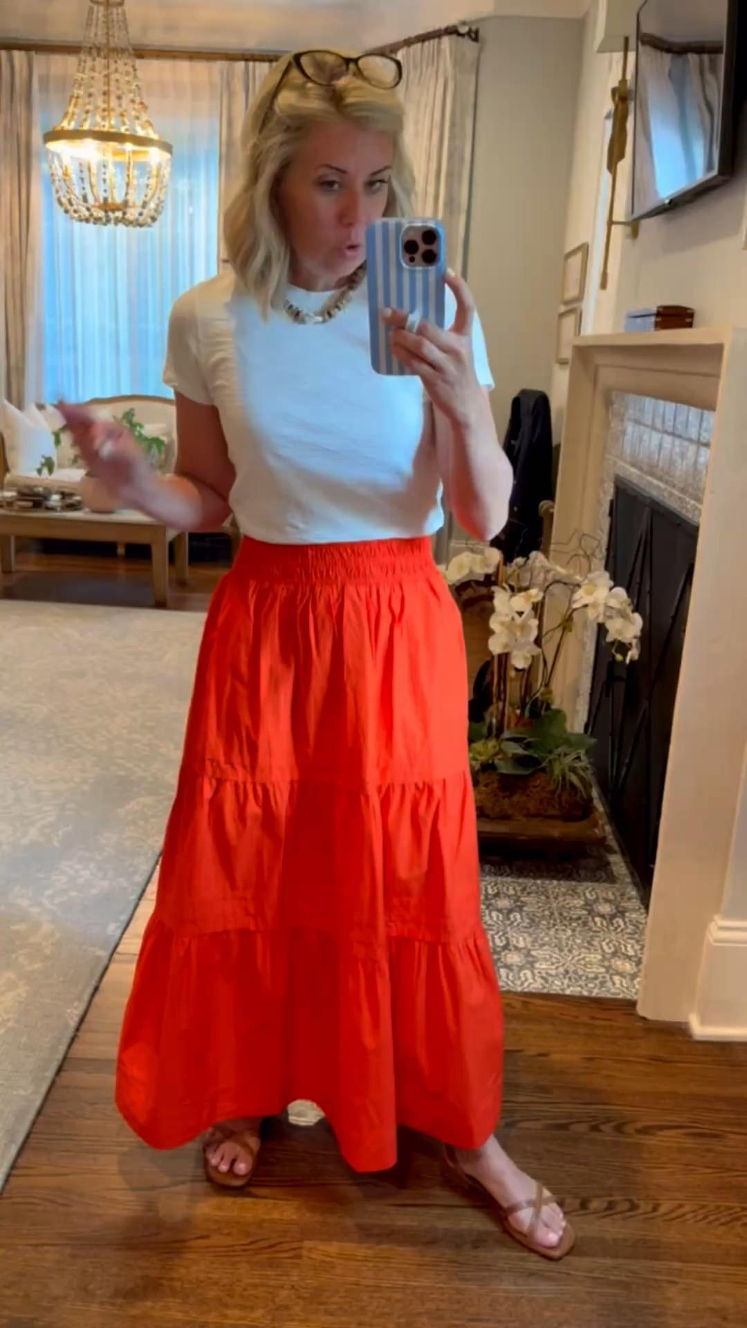 An easy throw on and go outfit! 
Tee & skirt - xs
Sandals - 8 tts 

Codes:
Erin McDermott - MIXANDMATCH 25%
Loopy - mixandmatchmadness 10%

#LTKdayinmylife #LTKootd #LTKOver40