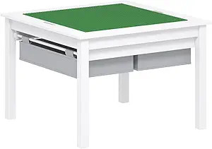 UTEX 2 in 1 Kids Construction Play Table with Storage Drawers and Built in Plate (White) | Amazon (US)