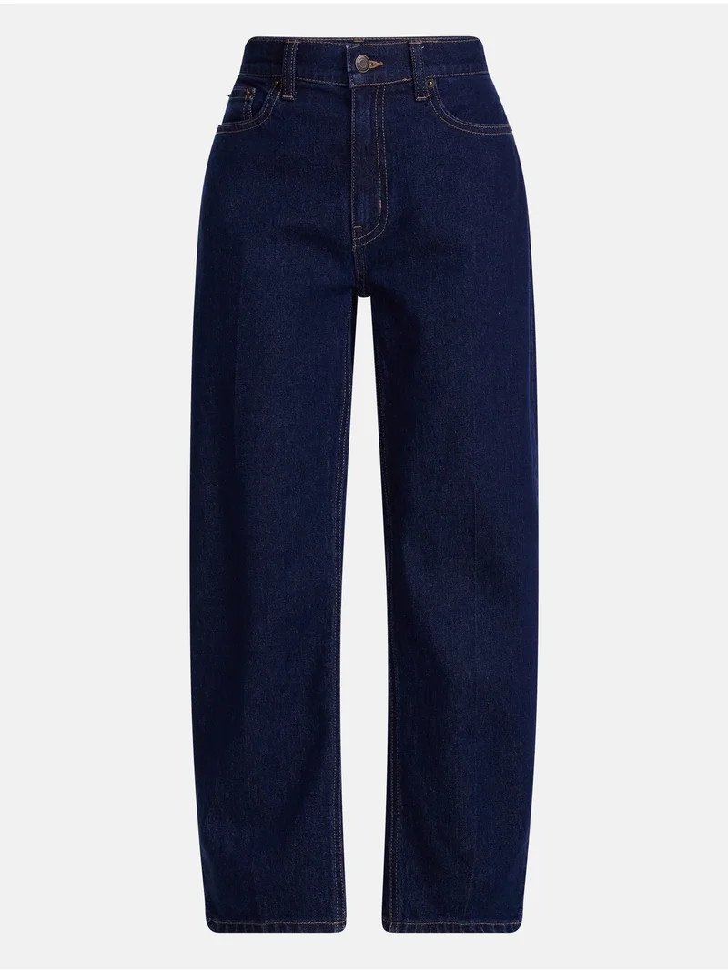 Scenario Women's and Women's Plus High Rise Tapered Barrel Crease Jeans, 27" Inseam, Sizes 0-28W | Walmart (US)