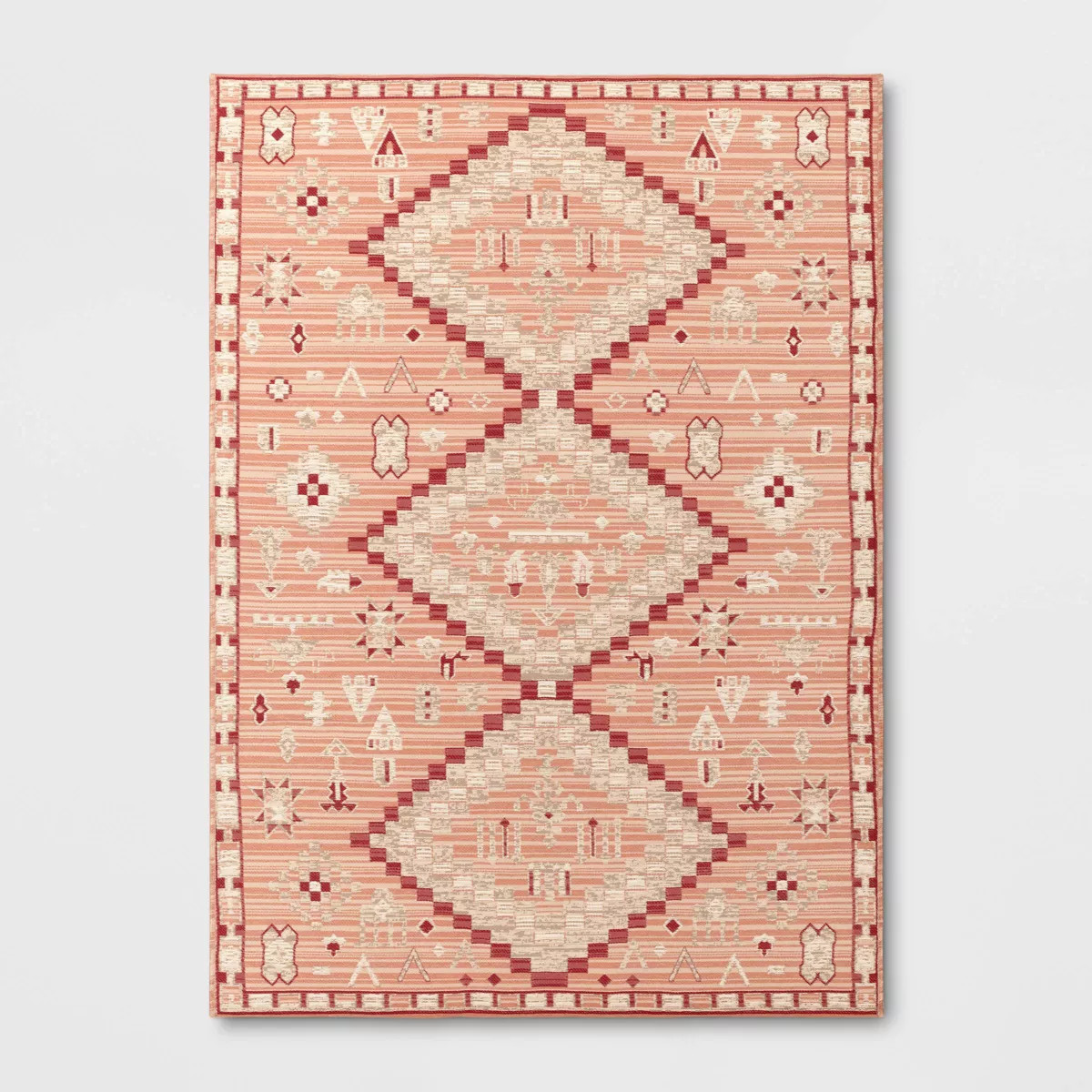 5'x7' Tapestry Rectangular Woven Outdoor Area Rug Red/Pink - Threshold™ | Target
