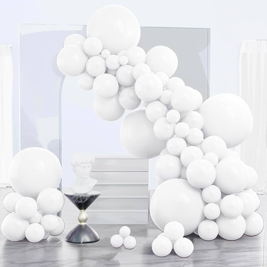 PartyWoo White Balloons 140pcs Different Sizes of 18 12 10 5 Inch | Amazon (US)