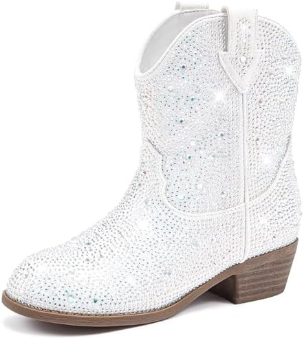 Cowgirl Boots for Girls Rhinestone Cowboy Boot Ankle Booties Sparkly Dress Toddler Little Girl Bi... | Amazon (US)