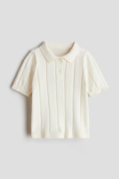 H & M - Knit Polo Shirt - White | H&M (US + CA)