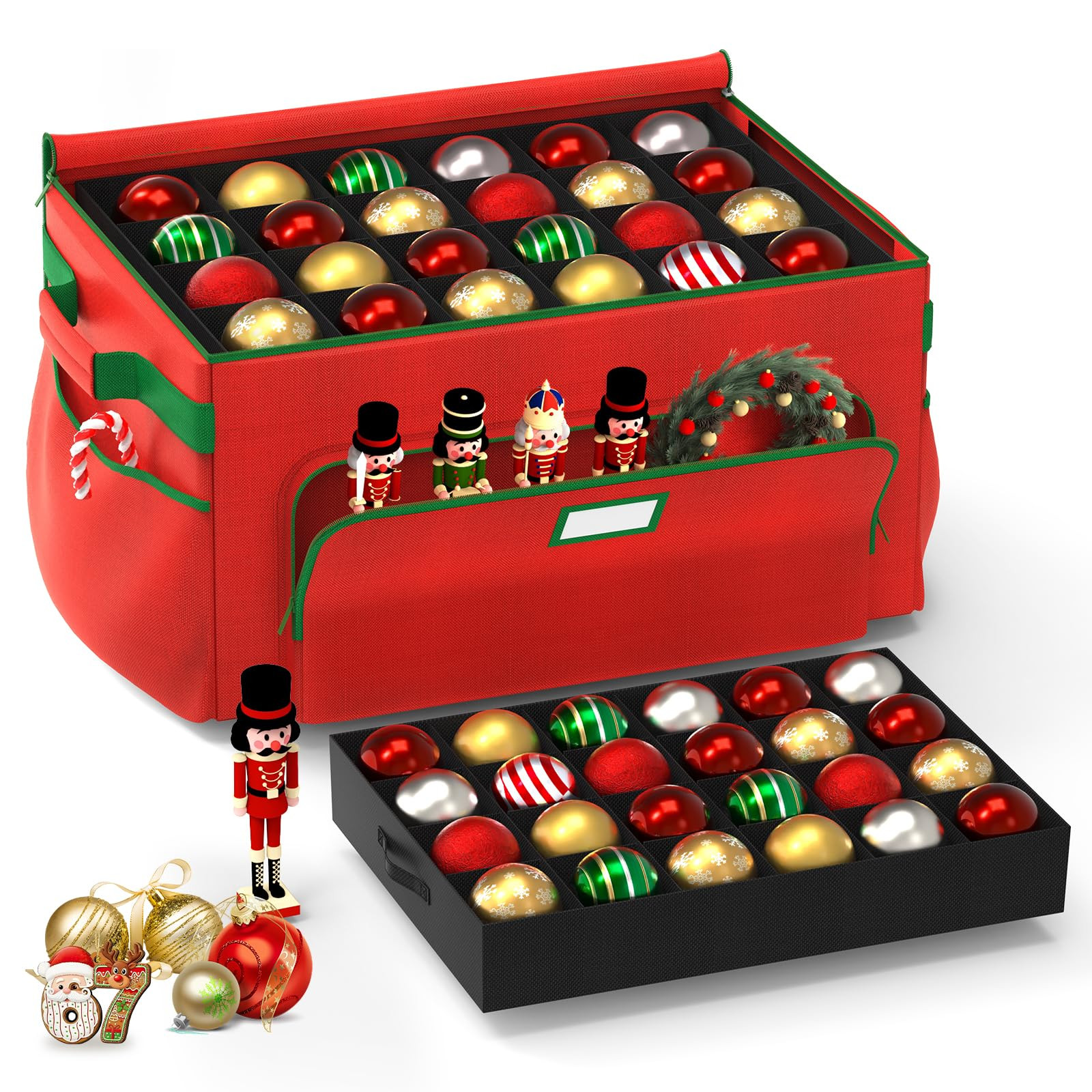 Christmas Ornament Storage Box, Holds 72 Ornaments (4 Inch), Large Ball Storage Container with 3 ... | Amazon (US)