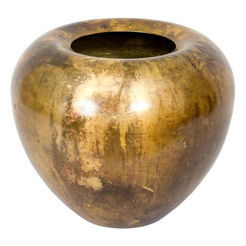 Antique Round Metal Vase, 16.5" | At Home