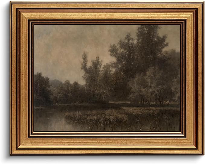 Gold Framed Wall Art Vintage Landscape Farmhouse Fall Canvas Print Decor | Moody Picture Antique ... | Amazon (US)