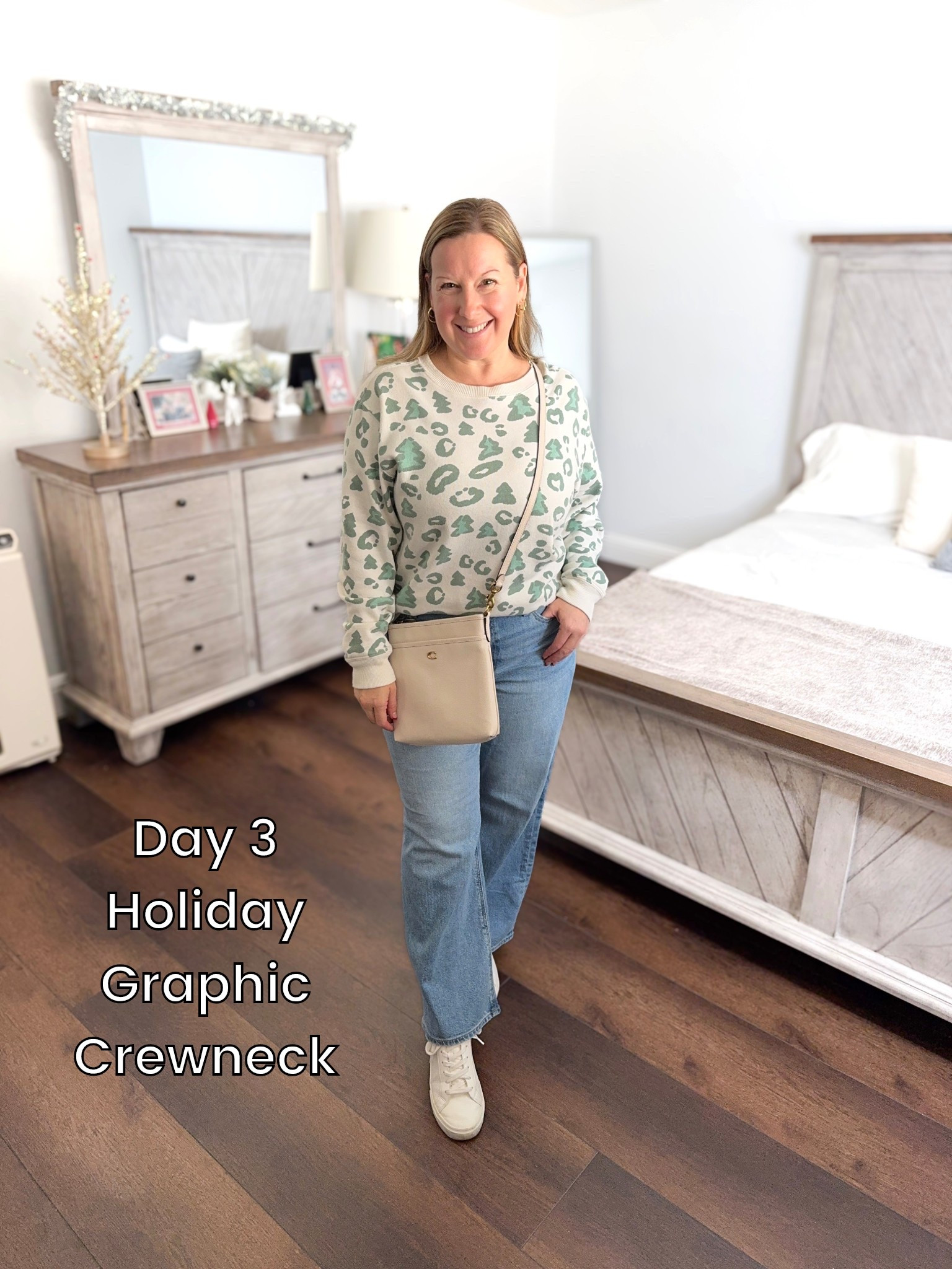 Day 3 of my 12 Days of Christmas Outfits 
Holiday graphic crewnecks are my favorite way to be festive while still keeping things casual and comfy 🤍

#LTKootd #LTKHoliday #LTKPetite