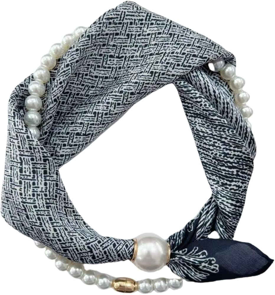 Women’s Magnetic Silk Necklace Scarf with Charm Buckle Satin Square Scarf for Neck Retro Paisle... | Amazon (US)