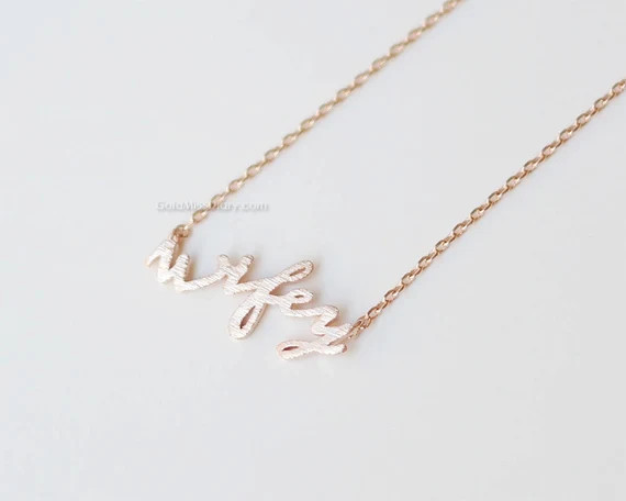 Wifey Necklace in Rose gold, Bride to Be Necklace, Fiance Necklace, Wifey Gift , Newlyweds, Neckl... | Etsy (US)