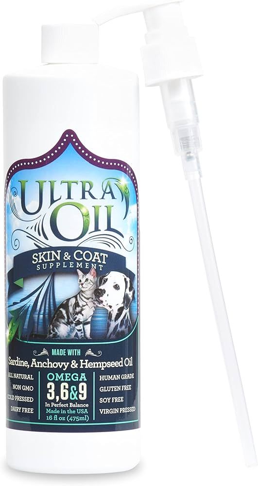 Ultra Oil Skin & Coat Supplement for Dogs & Cats with Hemp, Flaxseed, Grape Seed, Fish Oils - 16o... | Amazon (US)