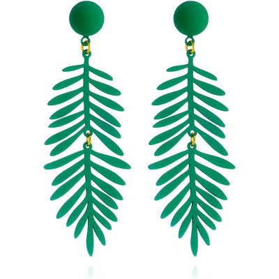 SmallRig Green Palm Leaf Dangle Earrings: Boho Statement Jewelry for Nature Lovers | Target