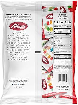 Albanese World's Best Gummi Snack Packs, 12 Flavor Gummi Bear Cubs, 50 mini packs of Candy, Perfe... | Amazon (US)