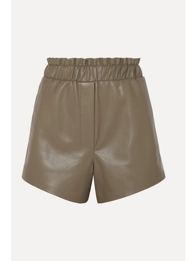 Nanushka - Lora Ruffled Vegan Leather Shorts - Brown | NET-A-PORTER (US)