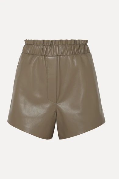 Nanushka - Lora Ruffled Vegan Leather Shorts - Brown | NET-A-PORTER (US)