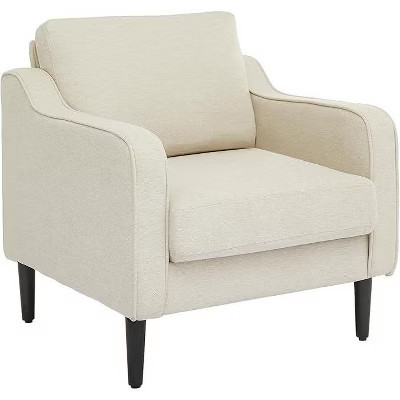 Mid-Century Modern Accent Chair with High Back - Beige Linen Upholstered Armchair for Living Room, Office,Comfortable Scooped Arm Design,off-white | Target