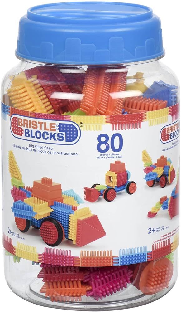 Battat- Bristle Blocks- STEM Interlocking Building Blocks- 80 pc Playset- Reusable Storage Bucket... | Amazon (US)