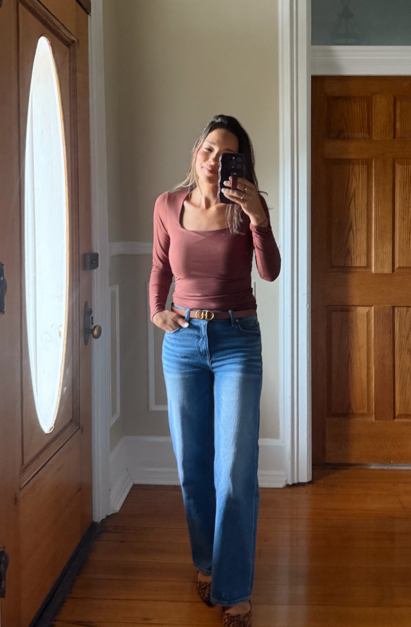 HM top + Quince jeans- true to size and so comfortable!
