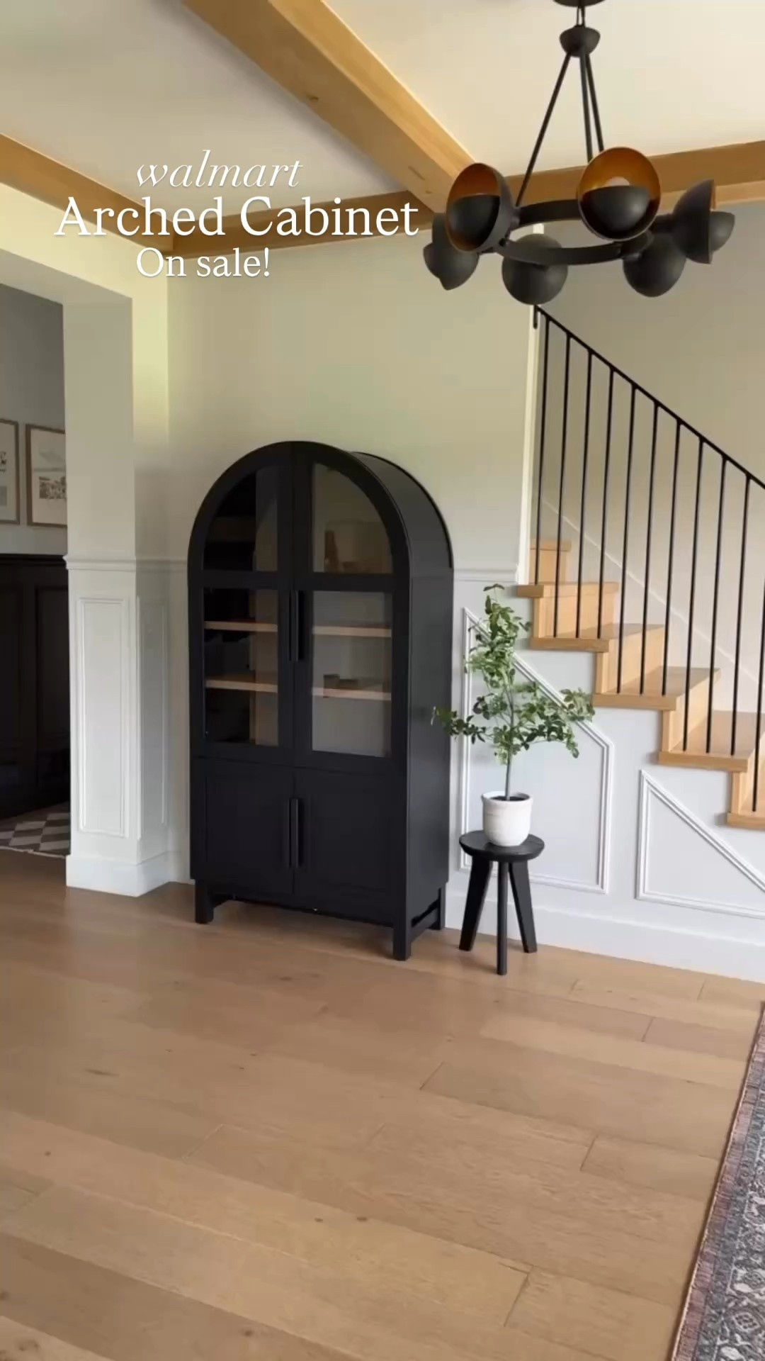 The show stopper is this beautiful arched cabinet- on sale now!!!
This cabinet can work so well in any space, from the dining room to the foyer or the perfect storage piece in a living room or office!! It also comes in light honey which is stunning as well, I had a hard time deciding between the two. :)