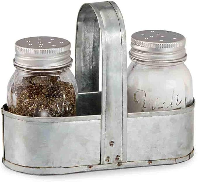 Mud Pie Fresh Salt and Pepper Caddy, 0.3576H x 13.622L x 10.6299W, Mason Jars | Amazon (US)