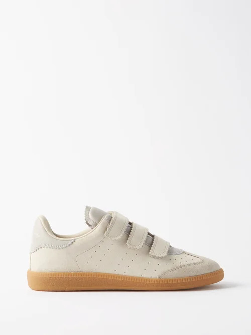 Isabel Marant - Beth Velcro-strap Leather And Suede Trainers - Womens - Cream | Matches (US)