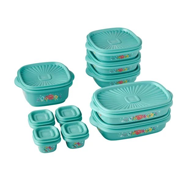 The Pioneer Woman 20-Piece Assorted Capacity Plastic Food Storage Container Set, Breezy Blossom -... | Walmart (US)