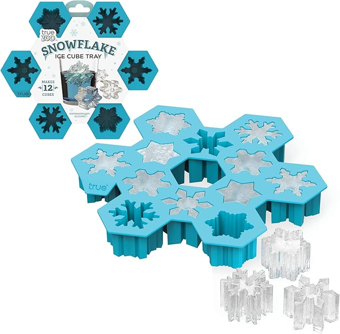 TrueZoo Snowflake Silicone Ice Cube Tray, Novelty Large Mold Makes 12 Snowflake Ice Cubes, Blue, ... | Amazon (US)