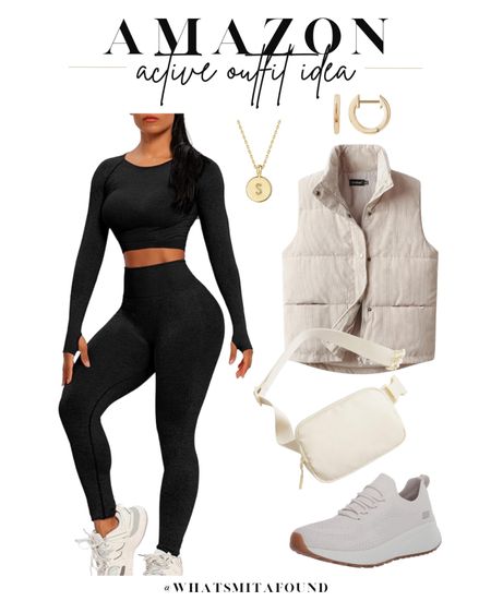 Amazon outfit idea, casual outfit idea, workout outfit idea, errands outfit idea, comfy outfit idea, two piece set, matching set, matching workout set, two piece workout set, corduroy vest, neutral vest, puffer vest, belt bag, bum bag, neutral sneakers, cute sneakers, initial necklace, huggie hoops 

#LTKfindsunder50 #LTKshoecrush #LTKitbag