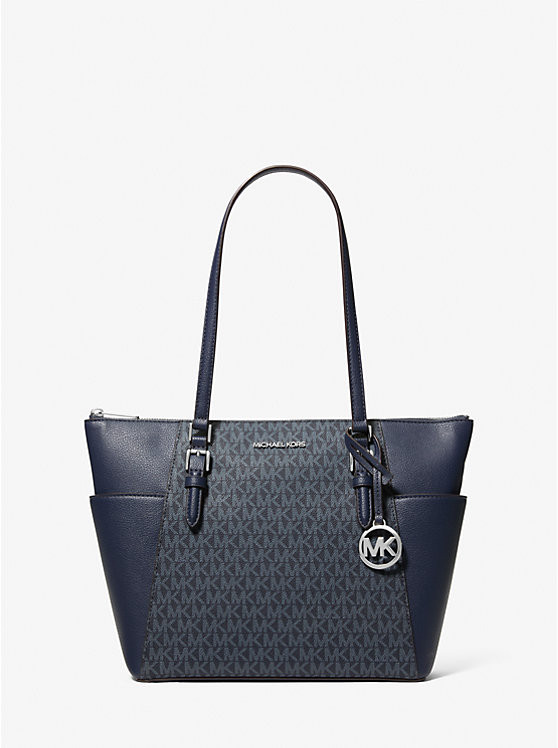 Charlotte Large Logo and Leather Top-Zip Tote Bag | Michael Kors US