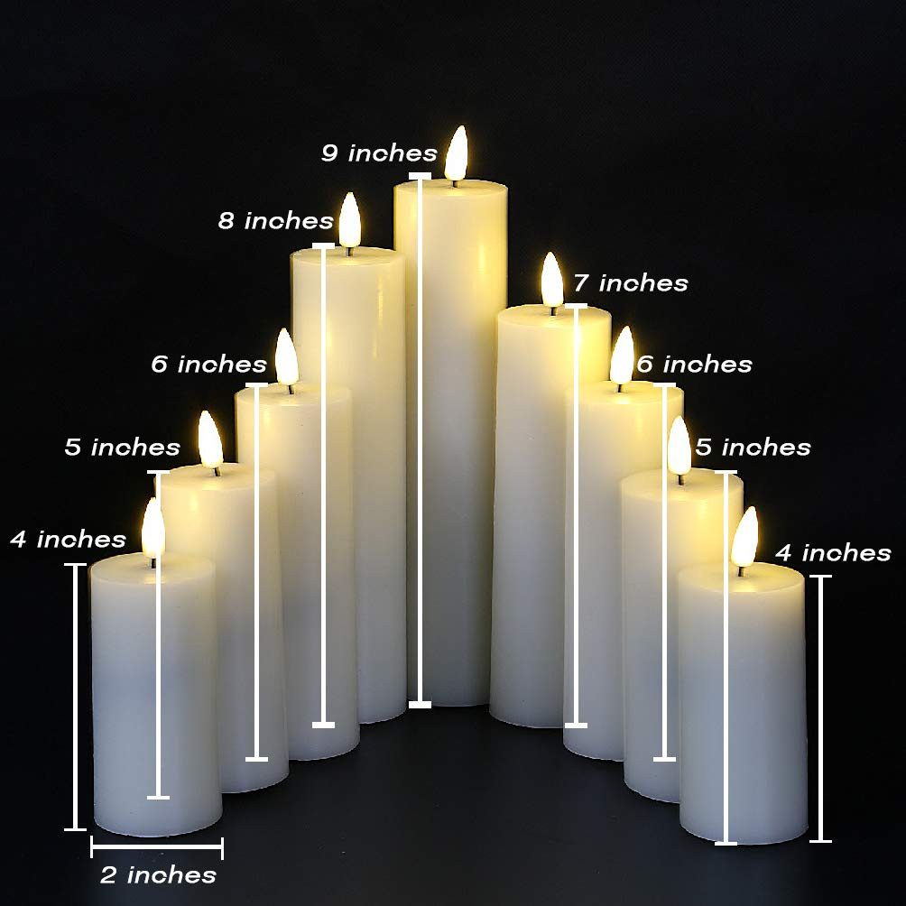 Eywamage Realistic Ivory Slim Flameless Pillar Candes with Remote, Real Wax Flickering Tall LED B... | Amazon (US)