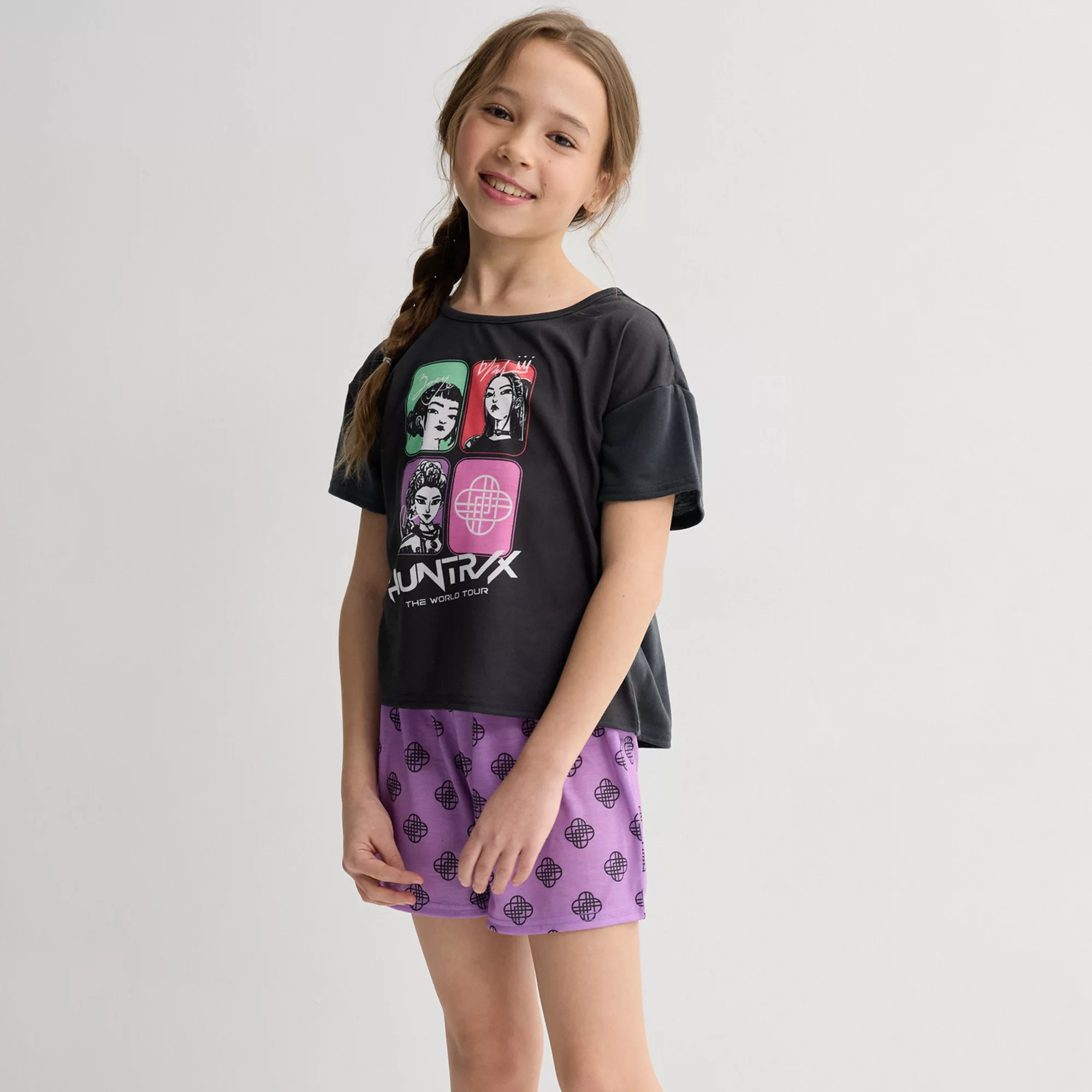 Girls 6-14 K-Pop Demon Hunters Huntrix 2-Piece Pajama Top & Pajama Shorts Set | Kohl's