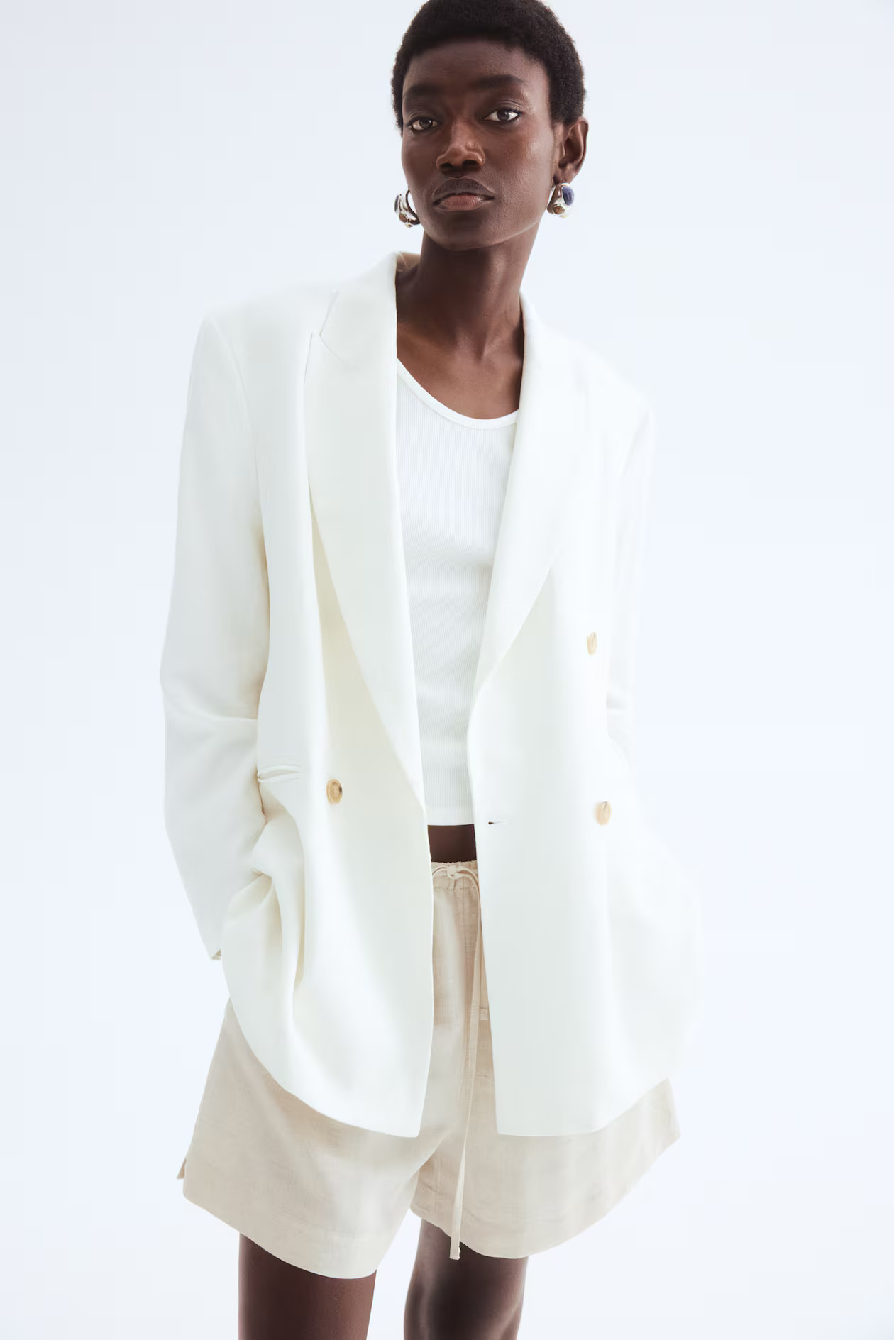 Linen-blend drawstring shorts | H&M (UK, MY, IN, SG, PH, TW, HK)